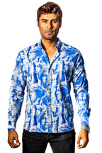 Camisa Hombre Estatua Renacentista Azul Regular Fit - 34 (S)-Tiendas Platino