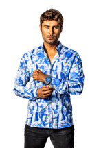 Camisa Hombre Estatua Renacentista Azul Regular Fit - 34 (S)-Tiendas Platino