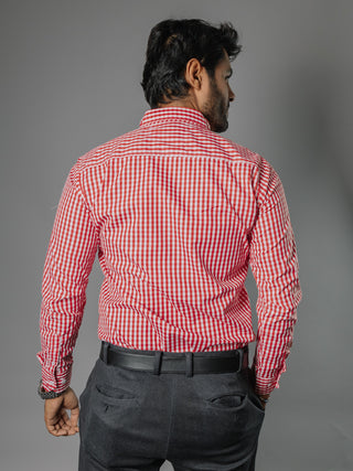 Camisa Hombre Casual Cuadro Naranja