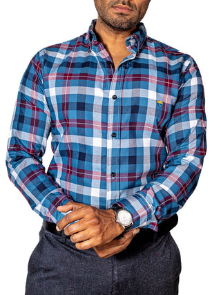 Camisa Hombre Casual Cuadros Azules, Blancos, Negros, Rojos