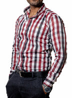 Camisa Hombre Casual Cuadros Rojos, Vinos, Negros - 34 (S)-Tiendas Platino