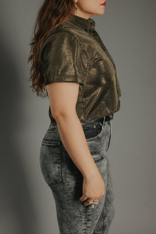 Camisa Casual Mujer Oro Brillante - 6 - 7 (S)-Tiendas Platino