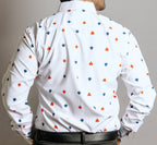 Camisa Hombre Casual Blanca Detalle Picas Trébol Corazones