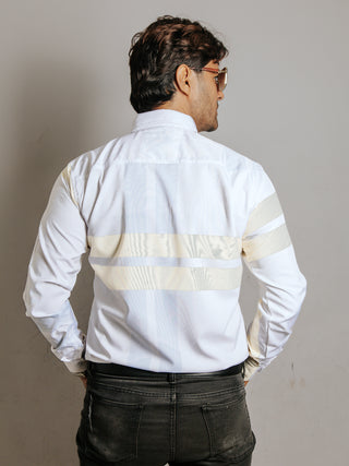 Camisa Hombre Casual Líneas Azul y Amarilla