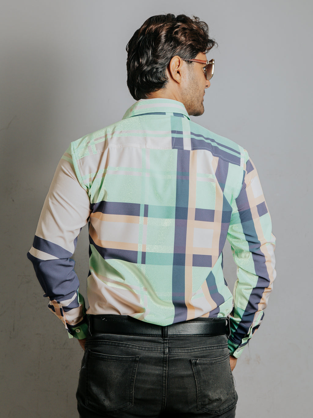 Camisa Hombre Casual Cuadros Líneas Mezcla De Colores