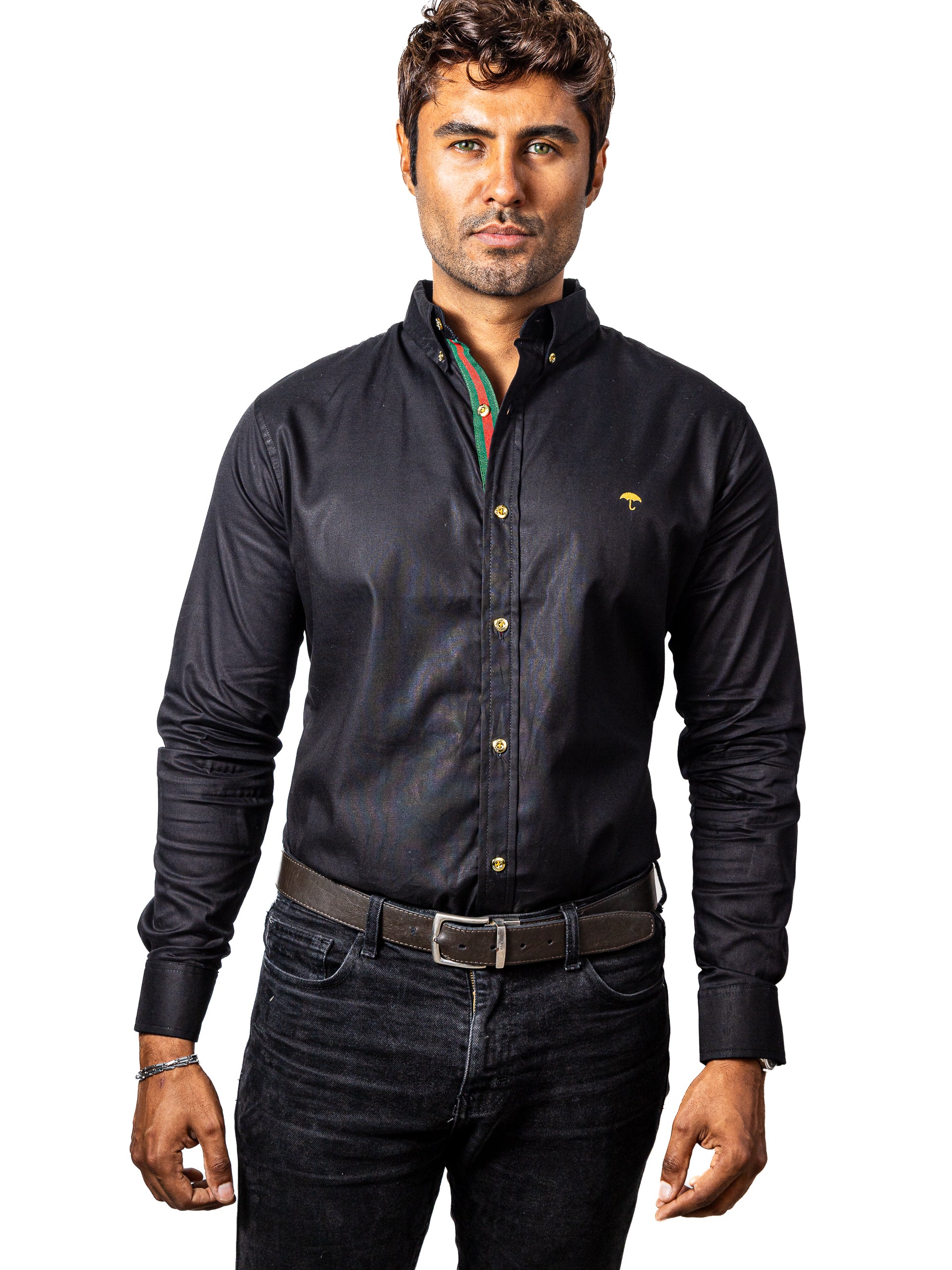 Men's Casual Slim Fit Black Plain Shirt
