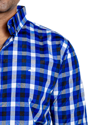 Camisa Hombre Casual Cuadros Azul, Negros, Blancos