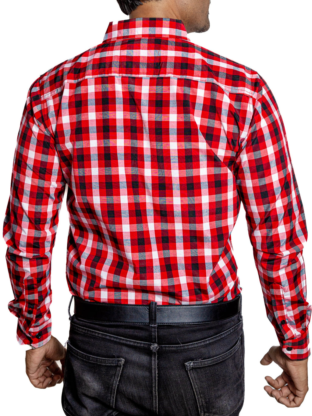 Camisa Hombre Casual Cuadros Rojos, Negros, Blancos - 34 (S)-Tiendas Platino