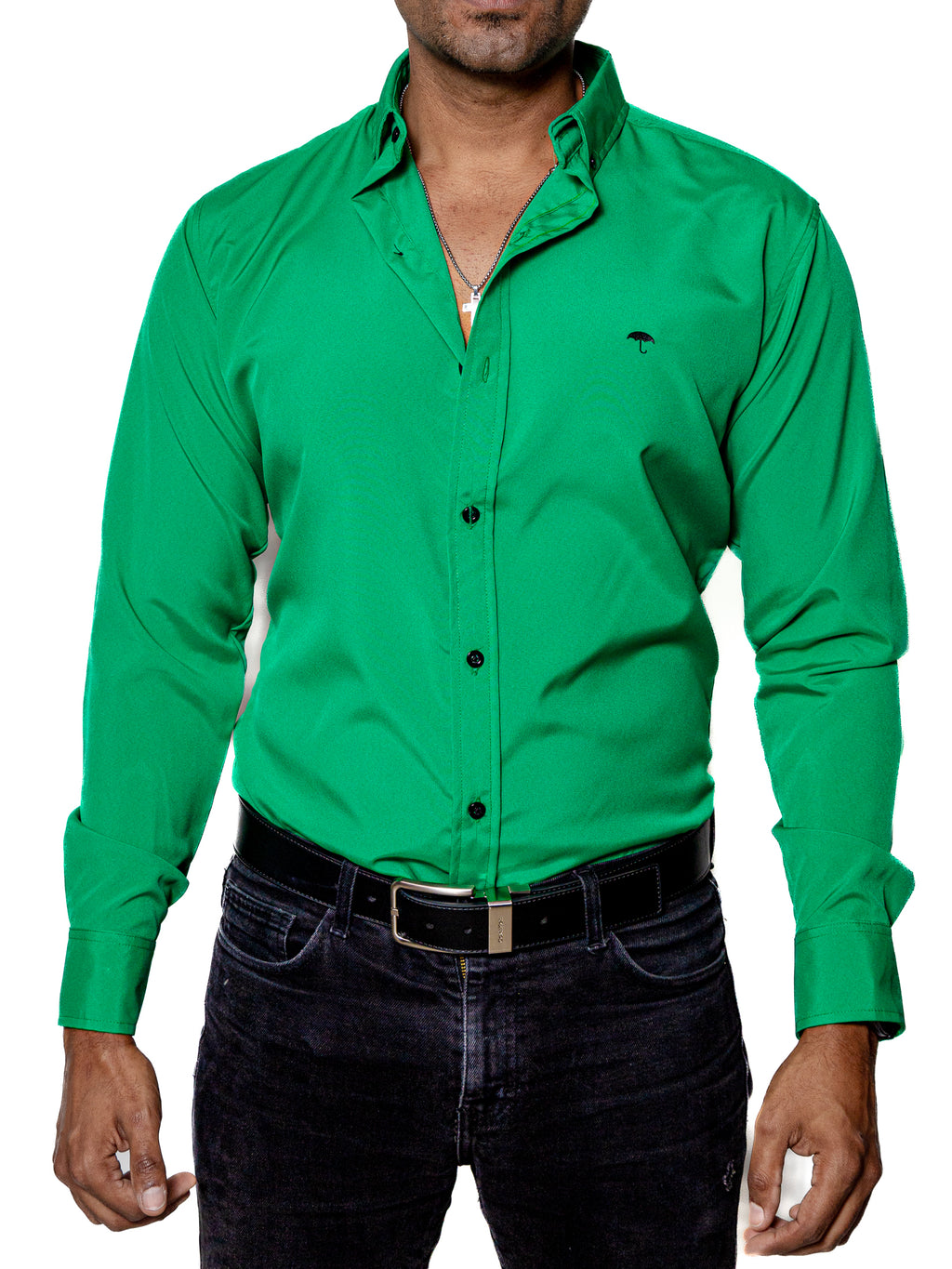 Camisa Hombre Casual Verde Lisa - 34 (S)-Tiendas Platino