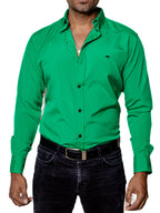 Camisa Hombre Casual Verde Lisa - 34 (S)-Tiendas Platino