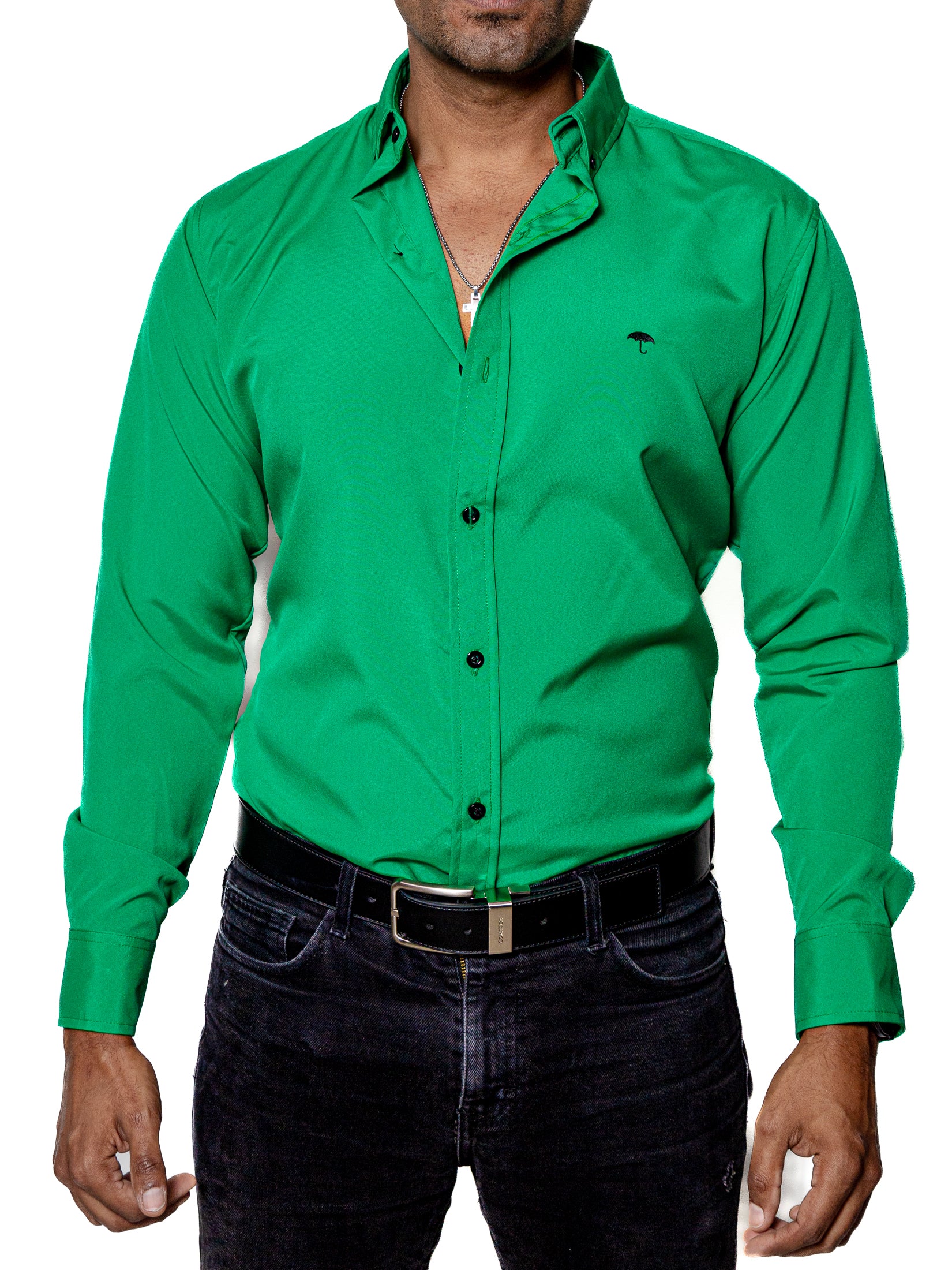 Camisa Hombre Casual Verde Lisa - 34 (S)-Tiendas Platino