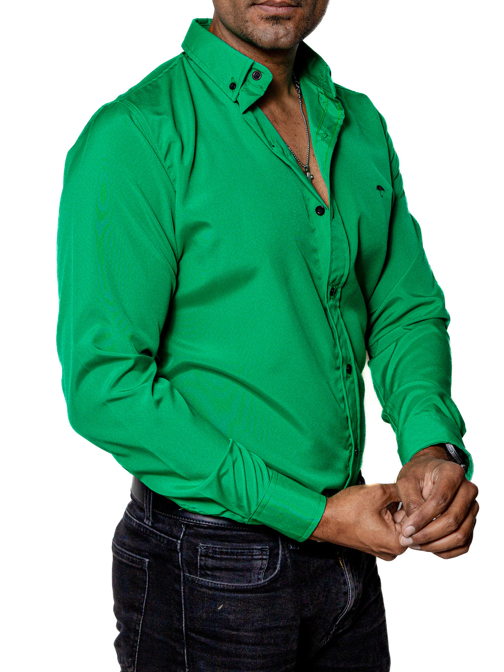 Camisa Hombre Casual Verde Lisa - 34 (S)-Tiendas Platino