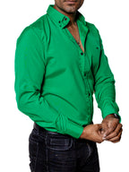 Camisa Hombre Casual Verde Lisa - 34 (S)-Tiendas Platino