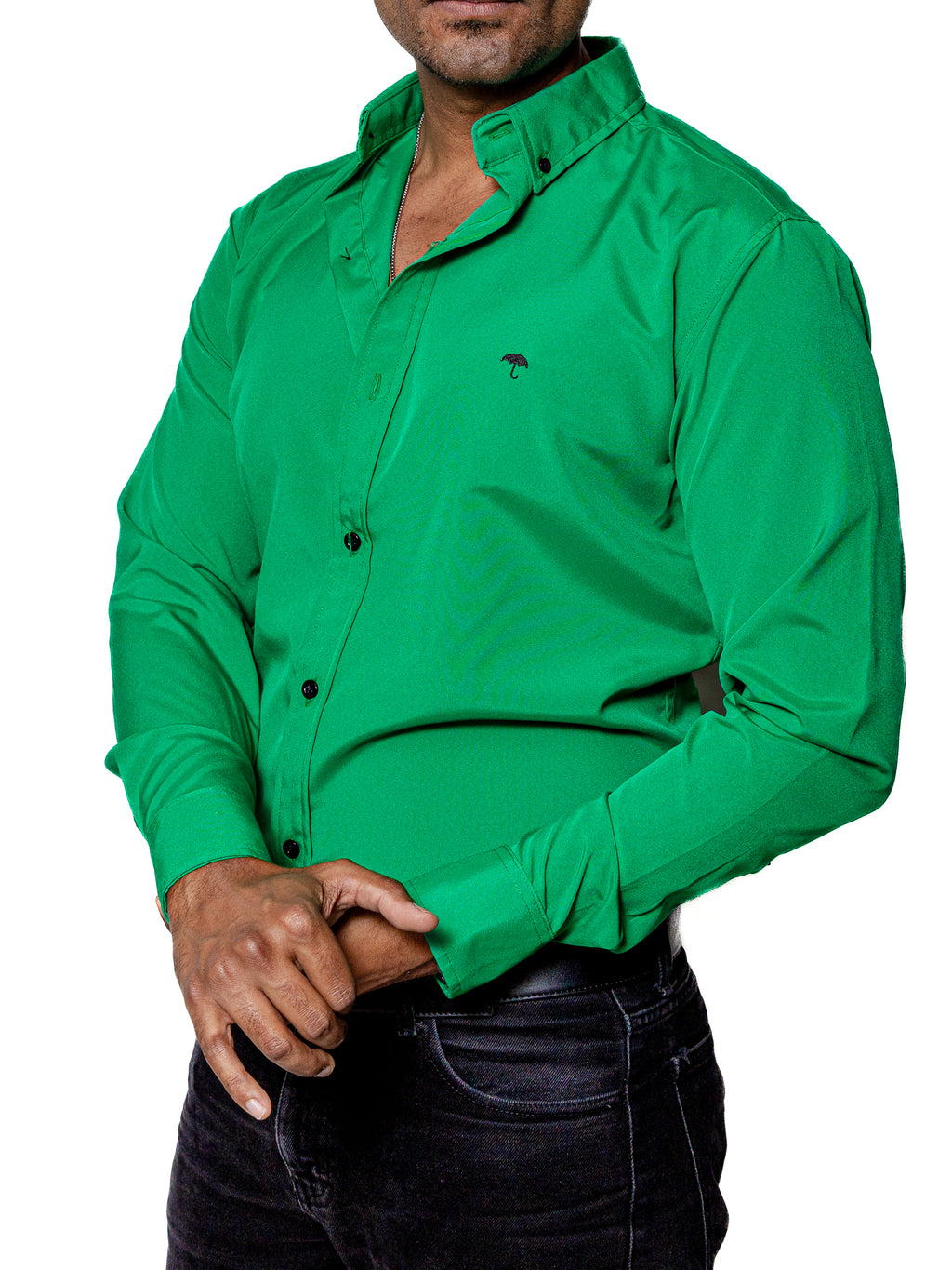 Camisa Hombre Casual Verde Lisa - 34 (S)-Tiendas Platino