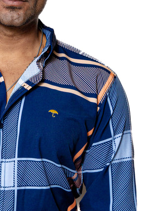 Camisa Hombre Casual Cuadros Marino, Azul, Beige