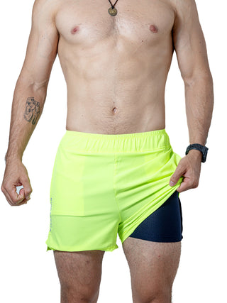 Short Deportivo Para Hombre Indoor Amarillo Neon