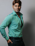 Camisa Hombre Casual Cuadros Verde