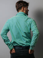 Camisa Hombre Casual Cuadros Verde