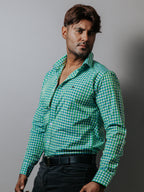 Camisa Hombre Casual Cuadros Verde