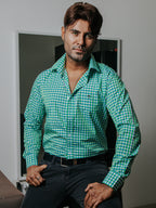 Camisa Hombre Casual Cuadros Verde