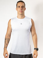 Playera Sin Mangas Blanca Para Hombre Basic Kinestesia