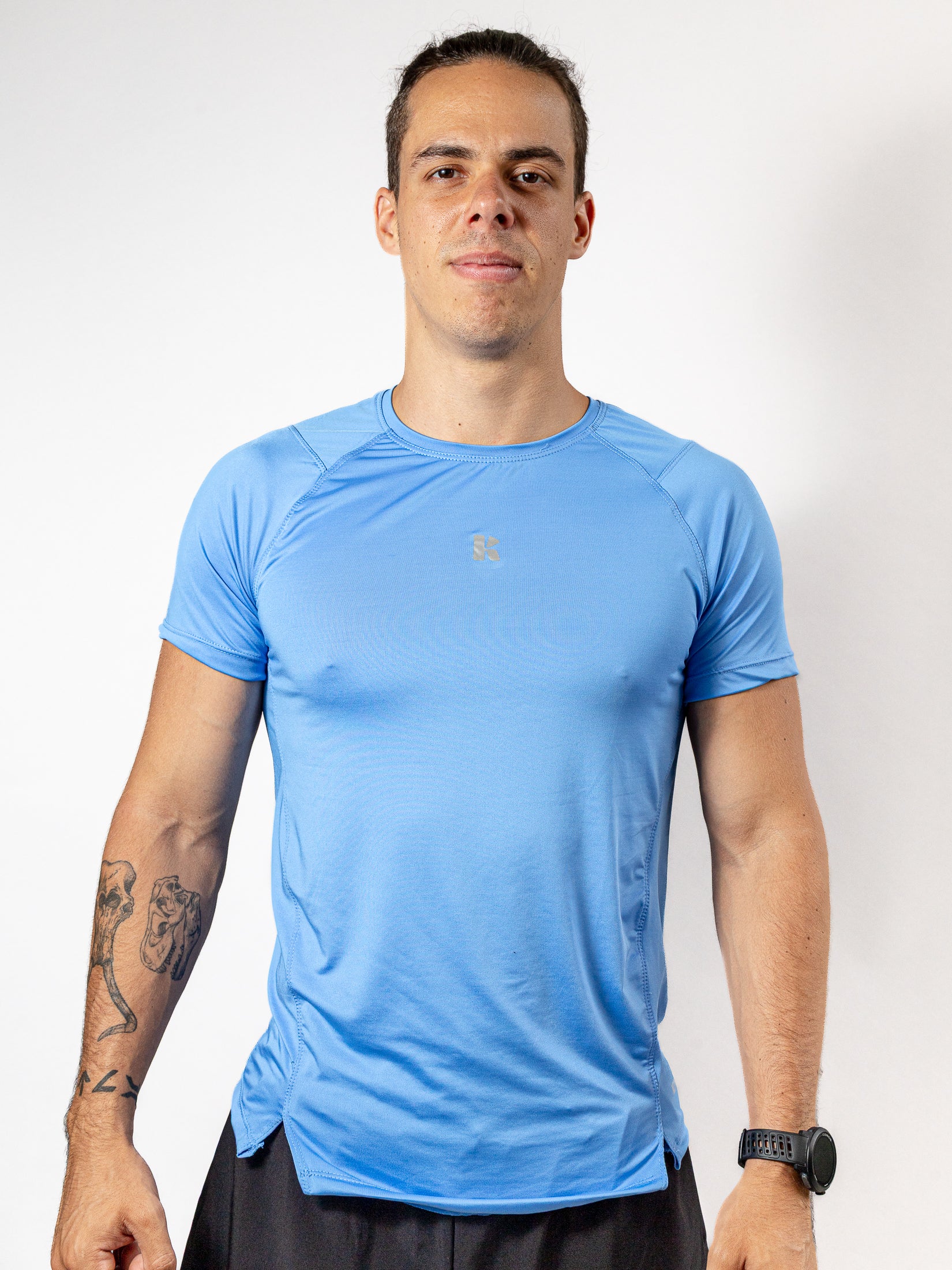 Playera Manga Corta Azul Cyan Para Hombre Basic Kinestesia - Tiendas Platino Playeras Hombre S