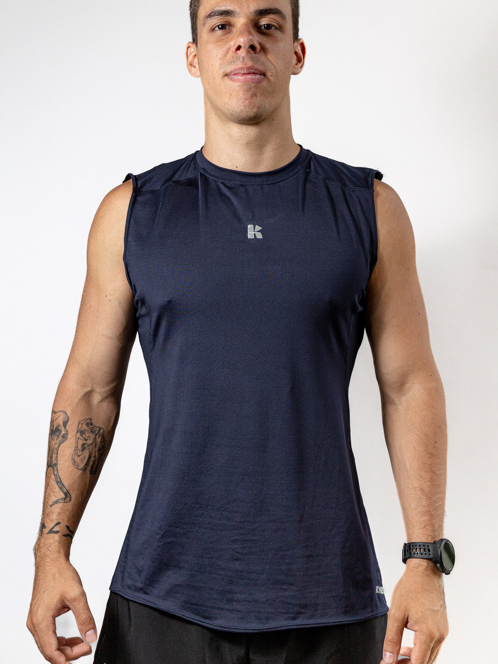 Playera Sin Mangas Azul Marino Para Hombre Basic Kinestesia