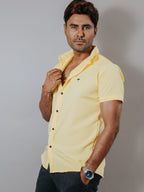 Camisa Hombre Casual Lisa Amarillo - 34 (S)-Tiendas Platino