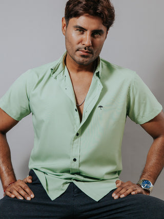 Camisa Hombre Casual Lisa Verde Pistache