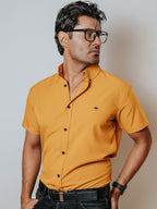 Camisa Casual Hombre, Lisa Mostaza - 34 (S)-Tiendas Platino