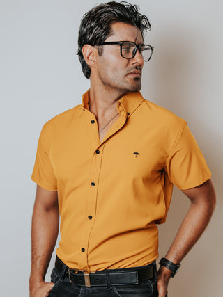 Camisa Casual Hombre, Lisa Mostaza