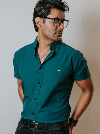 Camisa Casual Hombre, Lisa Verde Botella