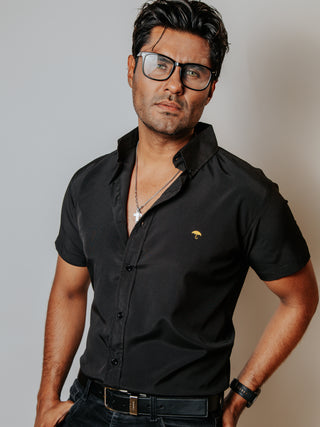 Camisa Casual Hombre, Lisa Negro