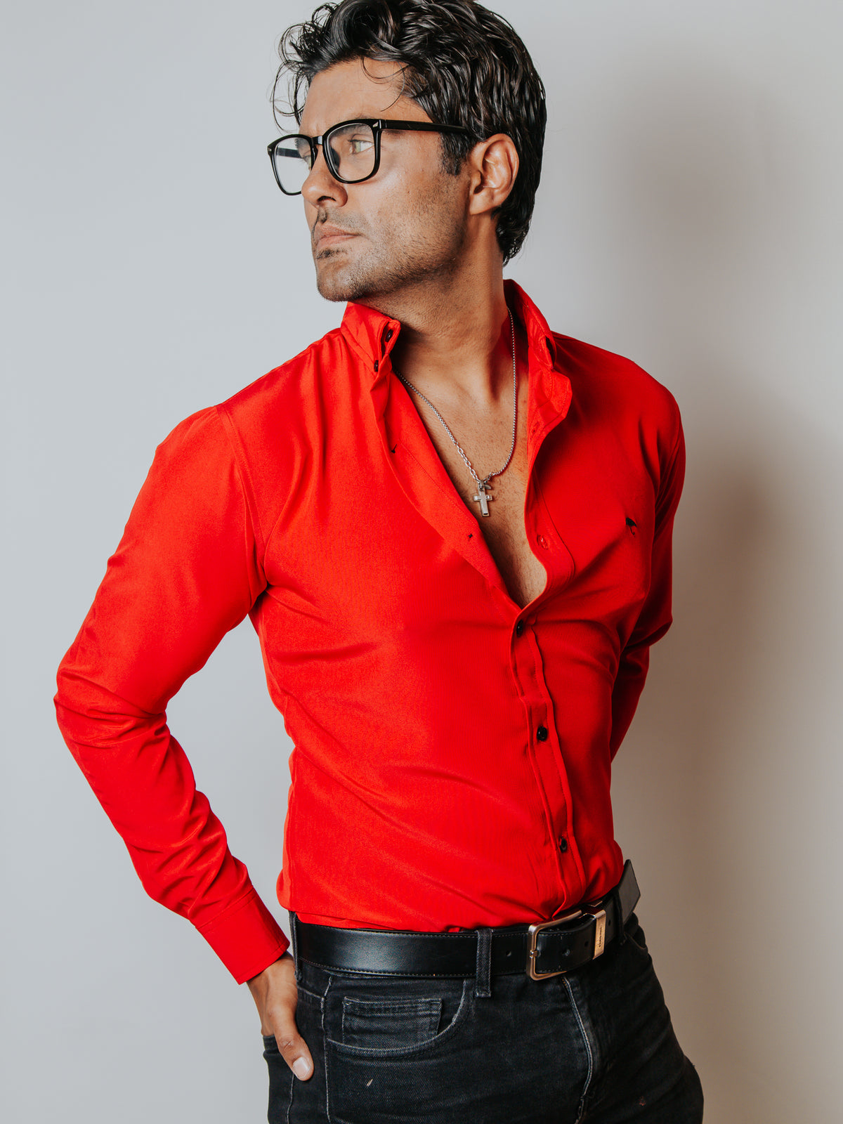 Camisa Hombre Casual Roja Lisa