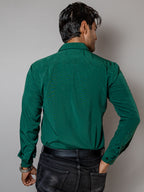 Camisa Hombre Casual Verde Oscuro Lisa