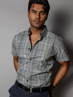 Camisa Hombre Casual, Verde Grisáceo Líneas
