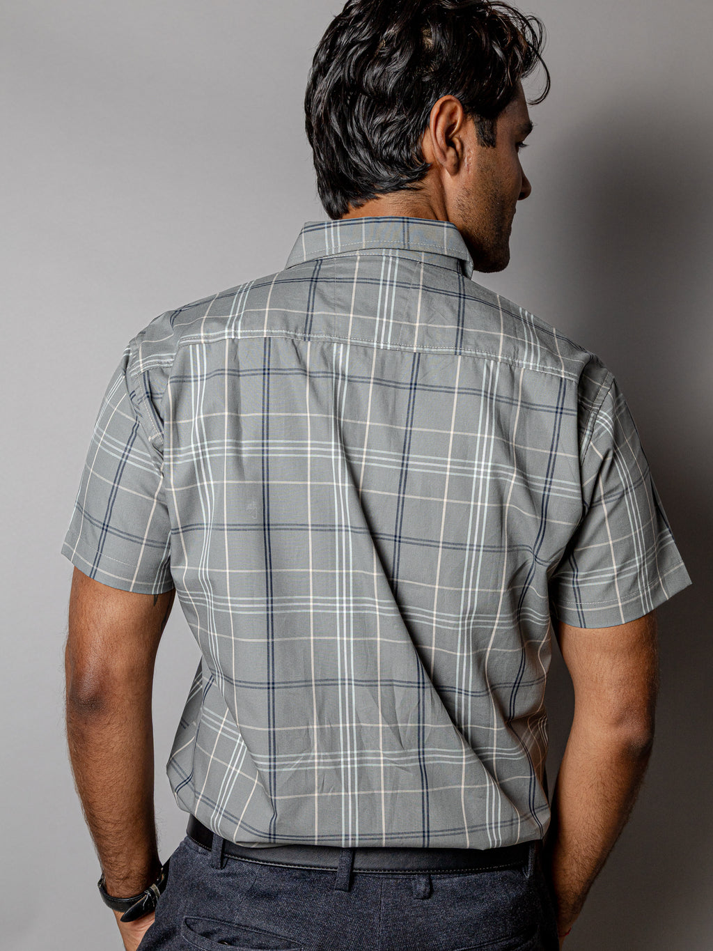Camisa Hombre Casual, Verde Grisáceo Líneas