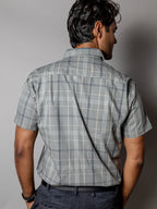 Camisa Hombre Casual, Verde Grisáceo Líneas