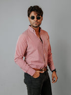 Camisa Hombre Casual Microcuadro Rojo