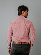 Camisa Hombre Casual Microcuadro Rojo