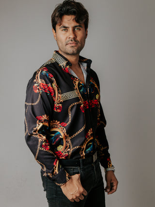 Camisa Hombre Casual Slim Fit Negro Toro Medallón