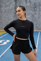 PLAYERA MANGA LARGA NEGRA PARA MUJER KINESTESIA