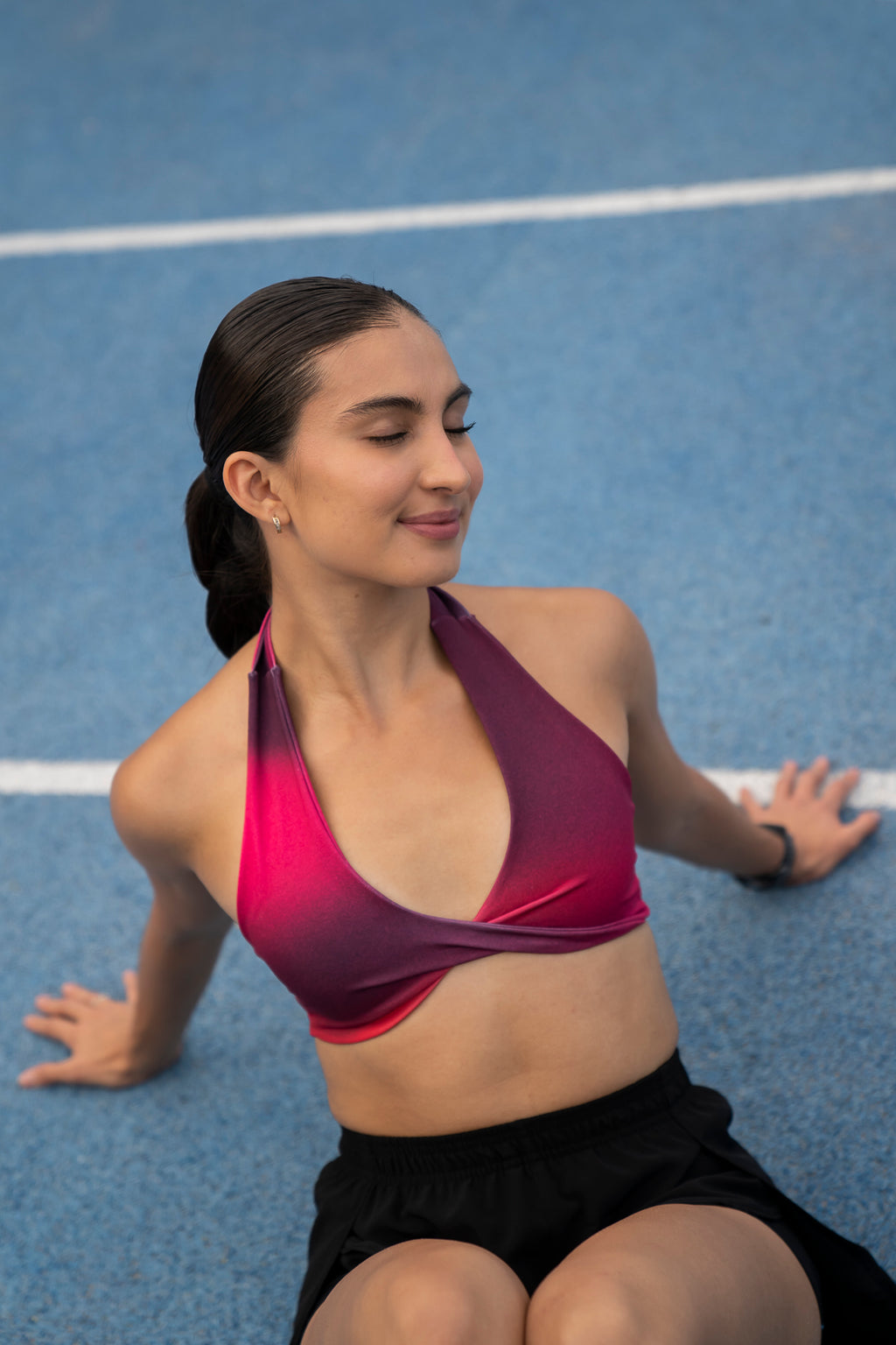 TOP CRUZADO DEPORTIVO MUJER ROJO DEGRADADO KINESTESIA