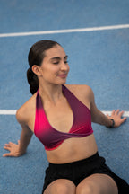TOP CRUZADO DEPORTIVO MUJER ROJO DEGRADADO KINESTESIA