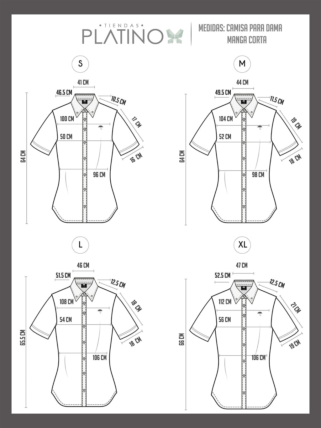 Camisa Mujer Manga Corta Blanca Lisa - 6 - 7 (S)-Tiendas Platino