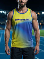 PLAYERA TANK HOMBRE SIN MANGAS AMARILLO AZUL MIXED DEGRADADO