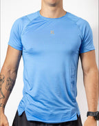 PLAYERA MANGA CORTA AZUL CYAN PARA HOMBRE KINESTESIA BASIC