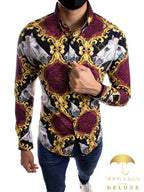 Camisa Hombre Casual Slim Fit  Rosas Y Caballo Blanco