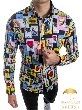 Camisa Hombre Casual Lotería Manga Larga