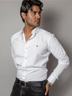 Camisa Hombre Casual Manga Larga Blanca Lisa